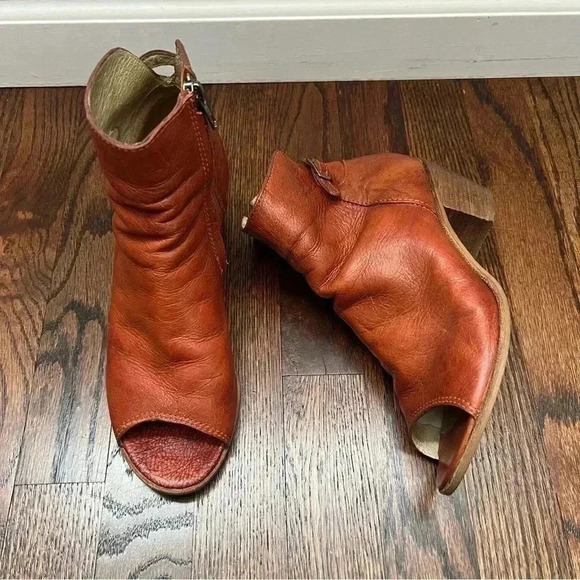 Matisse Folk Brick Red Leather Peep Toe Booties Boots Shoes Lulus Size 7.5 $167 - Picture 13 of 16